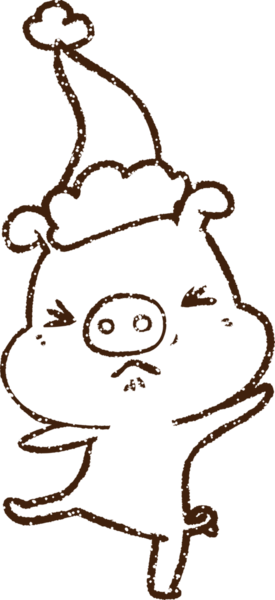 Bir insan tarafından çizilen neşeli domuz kömürü.