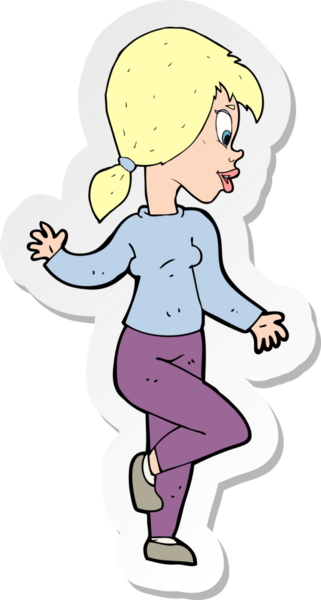 Bir insan tarafından çizilmiş bir karikatür kadının çıkartması.