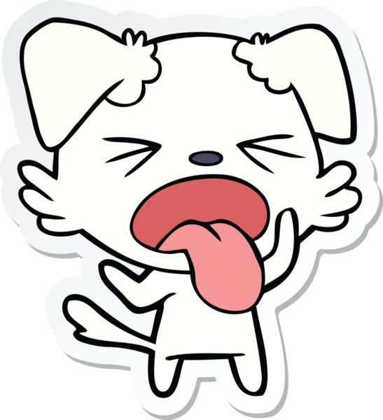 Bir insan tarafından çizilmiş tiksindirici bir köpeğin çıkartması.