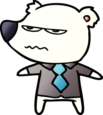 Kutup ayısı gömlekli ve kravatlı bir insan tarafından çizilmiş.