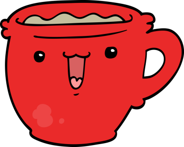 Bir insan tarafından çizilmiş şirin bir kahve fincanı.