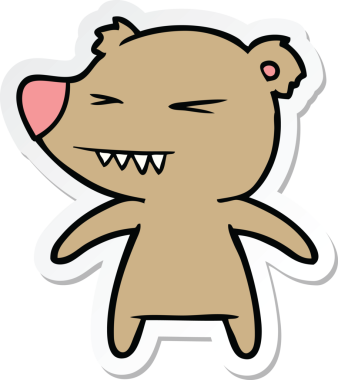 Bir insan tarafından çizilmiş kızgın bir ayı çizgi filminin çıkartması.