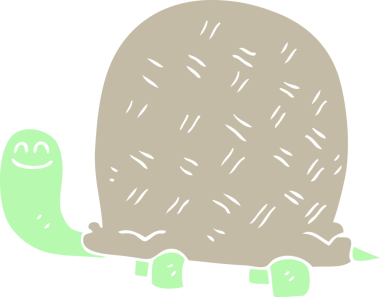 Bir insan tarafından çizilmiş düz renkli kaplumbağa çizimi