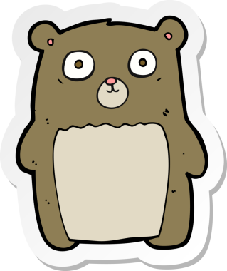 Bir insan tarafından çizilmiş komik oyuncak ayının çıkartması.