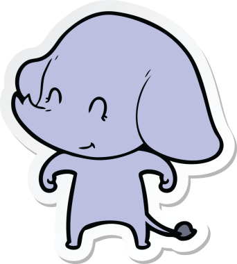 Bir insan tarafından çizilmiş şirin bir fil çıkartması.