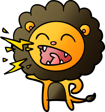 Bir insan tarafından çizilmiş kükreyen aslan çizgi filmi.