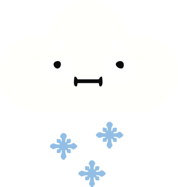 Bir insan tarafından çizilmiş bir kar bulutunun düz renkli retro karikatürü