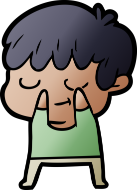 Bir insan tarafından çizilmiş mutlu çizgi film çocuğu.