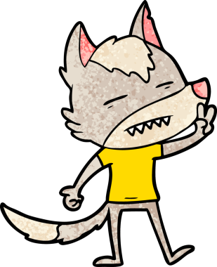 Bir insan tarafından çizilen dişleri gösteren bir kurt çizgi filmi.