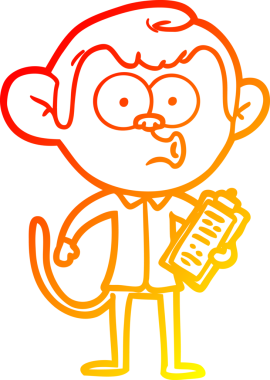 Bir insan tarafından çizilmiş çizgi film satıcısı maymun çizimi.