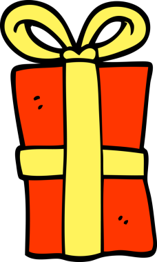 Bir insan tarafından çizilmiş karalama tarzı karikatür Noel hediyesi.