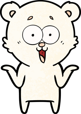 Bir insan tarafından çizilmiş gülen oyuncak ayı çizgi filmi.