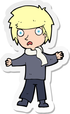 Bir insan tarafından çizilmiş mutsuz bir çocuğun çıkartması.