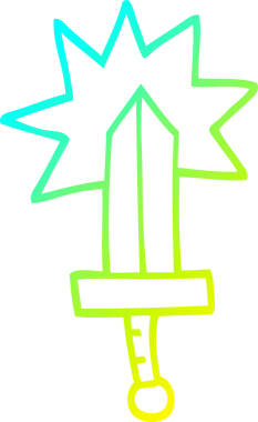 Bir insan tarafından çizilmiş bir kılıcın soğuk eğimli çizgisi.