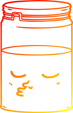 Bir insan tarafından çizilmiş karikatür cam kavanozunun sıcak çizgi çizimi