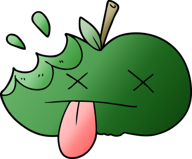 Bir insan tarafından çizilmiş ısırılmış elma çizgi filmi.