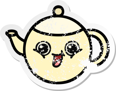 Bir insan tarafından çizilmiş tatlı bir çay demliğinin sıkıntılı çıkartması.