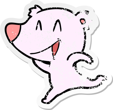 Bir insanın çizdiği gülen ayı karikatürünün sıkıntılı çıkartması.