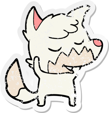 Bir insan tarafından çizilmiş dost canlısı bir tilkinin sıkıntılı çıkartması.