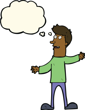 Bir insan tarafından çizilen düşünce baloncuğuyla adamı şaşırtan çizgi film.