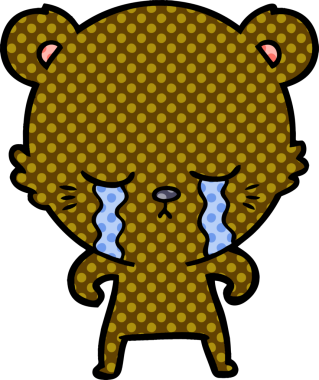 Bir insan tarafından çizilmiş ağlayan çizgi film ayısı.