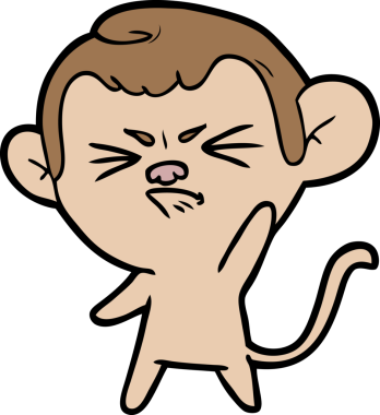 Bir insan tarafından çizilmiş sinir bozucu bir maymun.