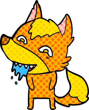 Bir insan tarafından çizilmiş tilki çizgi film karakteri