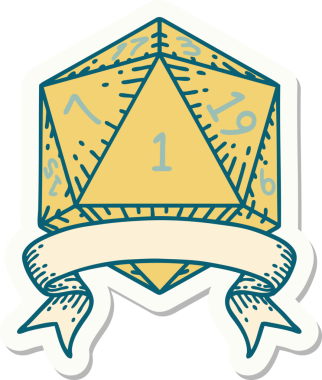 Bir insan tarafından çizilmiş doğal bir d20 zar etiketi.