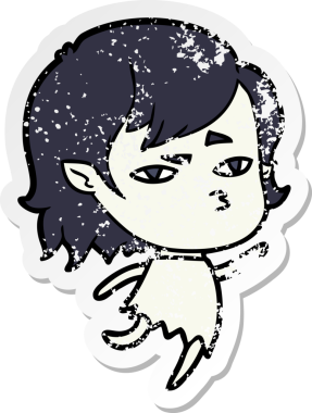 Bir insan tarafından çizilmiş vampir bir kızın sıkıntılı çıkartması.