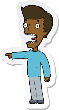 Bir insan tarafından çizilmiş bir karikatürün çıkartması.