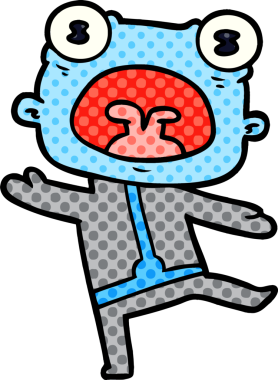 Bir insan tarafından çizilmiş garip uzaylı çizgi filmi.