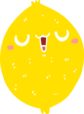 Bir insan tarafından çizilmiş düz renk çizgi film mutlu limon