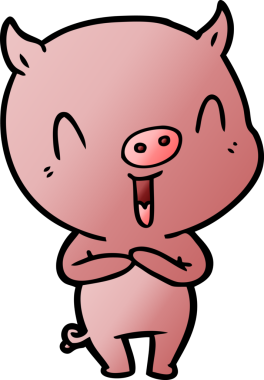 Bir insan tarafından çizilmiş mutlu çizgi film domuzu.