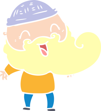 Bir insan tarafından çizilmiş mutlu sakallı adam.