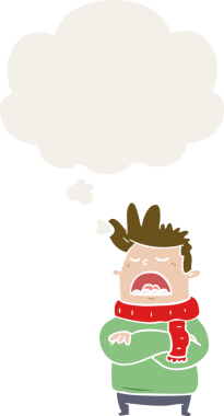 Düşünce baloncuğu olan, insan tarafından çizilmiş iğrenç bir çizgi film karakteri.