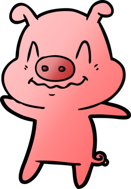 Bir insan tarafından çizilmiş sinirli çizgi film domuzu.