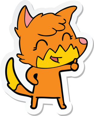 Bir insan tarafından çizilmiş mutlu bir tilkinin çıkartması.