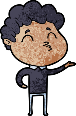 Çizgi film adamı somurtuyor Bir insan tarafından çizilmiş