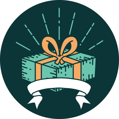 Bir insan tarafından çizilmiş dövme stili bir Noel hediyesi.