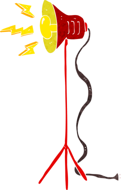 Bir insan tarafından çizilmiş çizgi film stüdyo lambası.