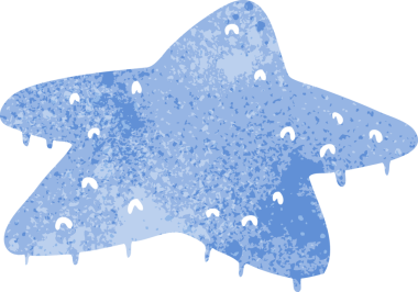 Bir insan tarafından çizilmiş yıldız balığının el çizimi karikatürü.