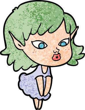 Bir insan tarafından çizilmiş güzel elf kızı.