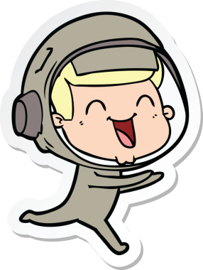 Bir insan tarafından çizilmiş mutlu bir astronotun çıkartması.