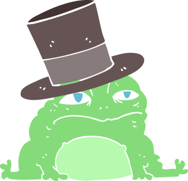 Bir insan tarafından çizilmiş düz renk çizgi film zengin kurbağa