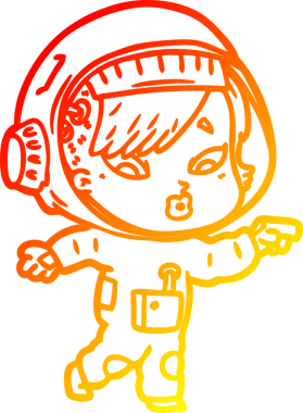 Bir insan tarafından çizilmiş bir astronot kadın çizgi çizimi.