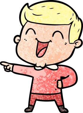 Bir insan tarafından çizilmiş gülen çizgi film adamı.