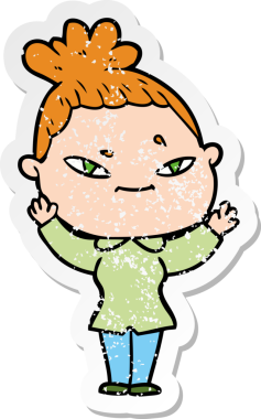 Bir insan tarafından çizilmiş karikatür bir kadının sıkıntılı çıkartması.