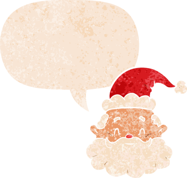 çizgi film Noel Baba, grunge 'da konuşma baloncuğu olan sıkıntılı eski moda bir insan tarafından çizilmiş.