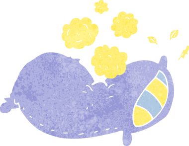 Bir insan tarafından çizilmiş karton yastık.