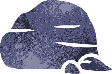 Bir insan tarafından çizilmiş taş ve çakıl taşlarından oluşan eski bir karikatür.